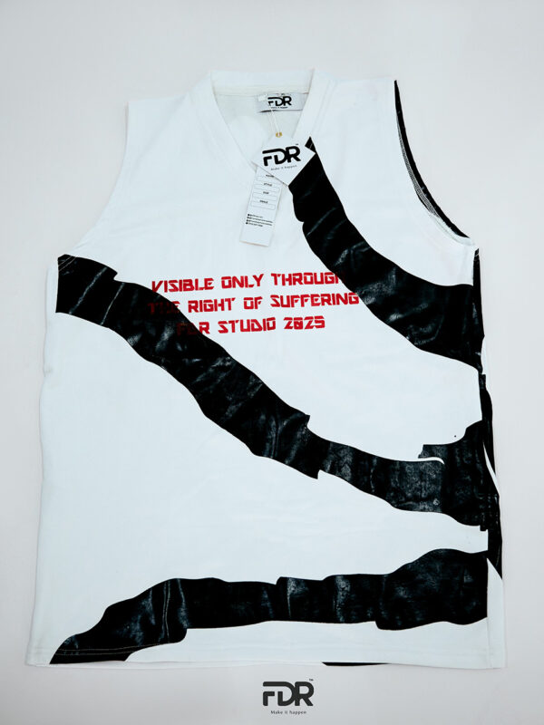 Sleeveless Octopus White Shirt and Black Shorts